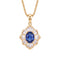 Collier pierre précieuse pour femme, en cuivre doré, pendentif floral entouré de pétales scintillants.