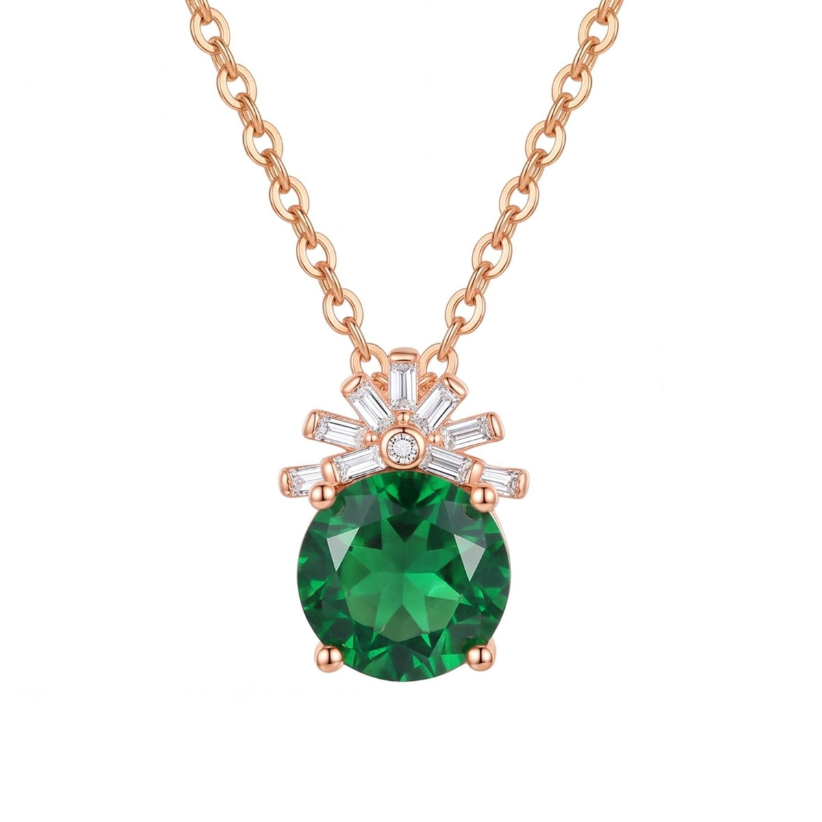Collier pierre ronde facettée pour femme, en cuivre, pendentif serti de pierres blanches avec pierre centrale colorée