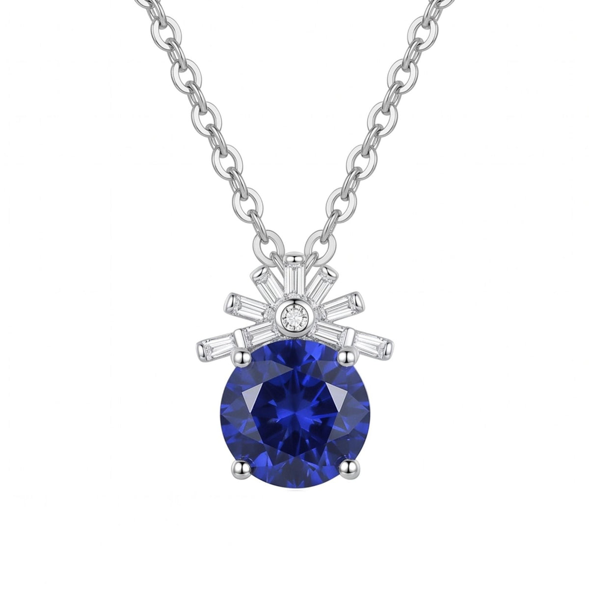 Collier pierre ronde facettée pour femme, en cuivre, pendentif serti de pierres blanches avec pierre centrale colorée