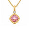 Collier pierre rose pour femme, en acier inoxydable doré, pendentif géométrique élégant à zircon facetté