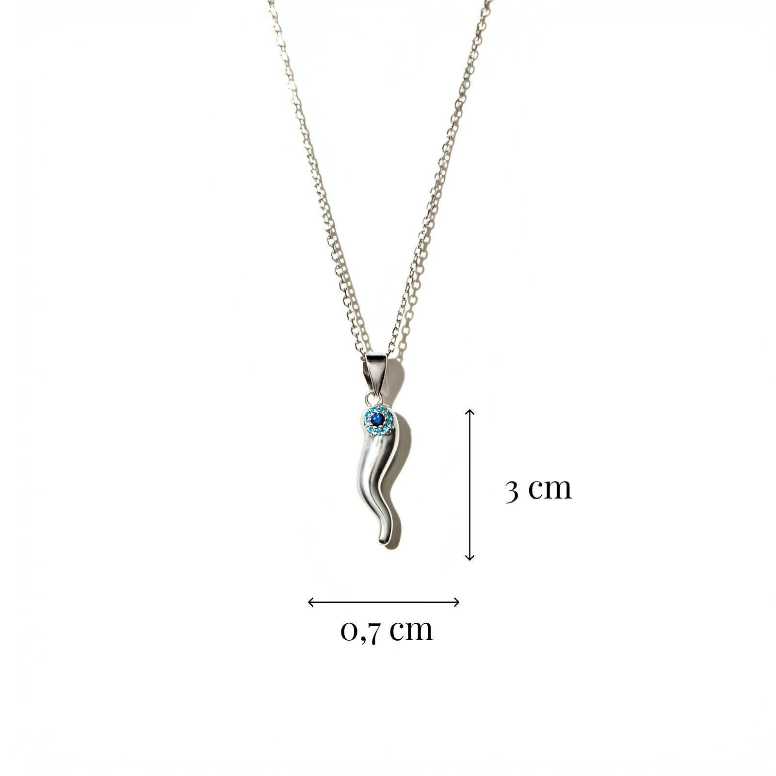 Collier piment porte - bonheur en argent 925, pendentif œil bleu protecteur, finition argentée, modèle Iskra