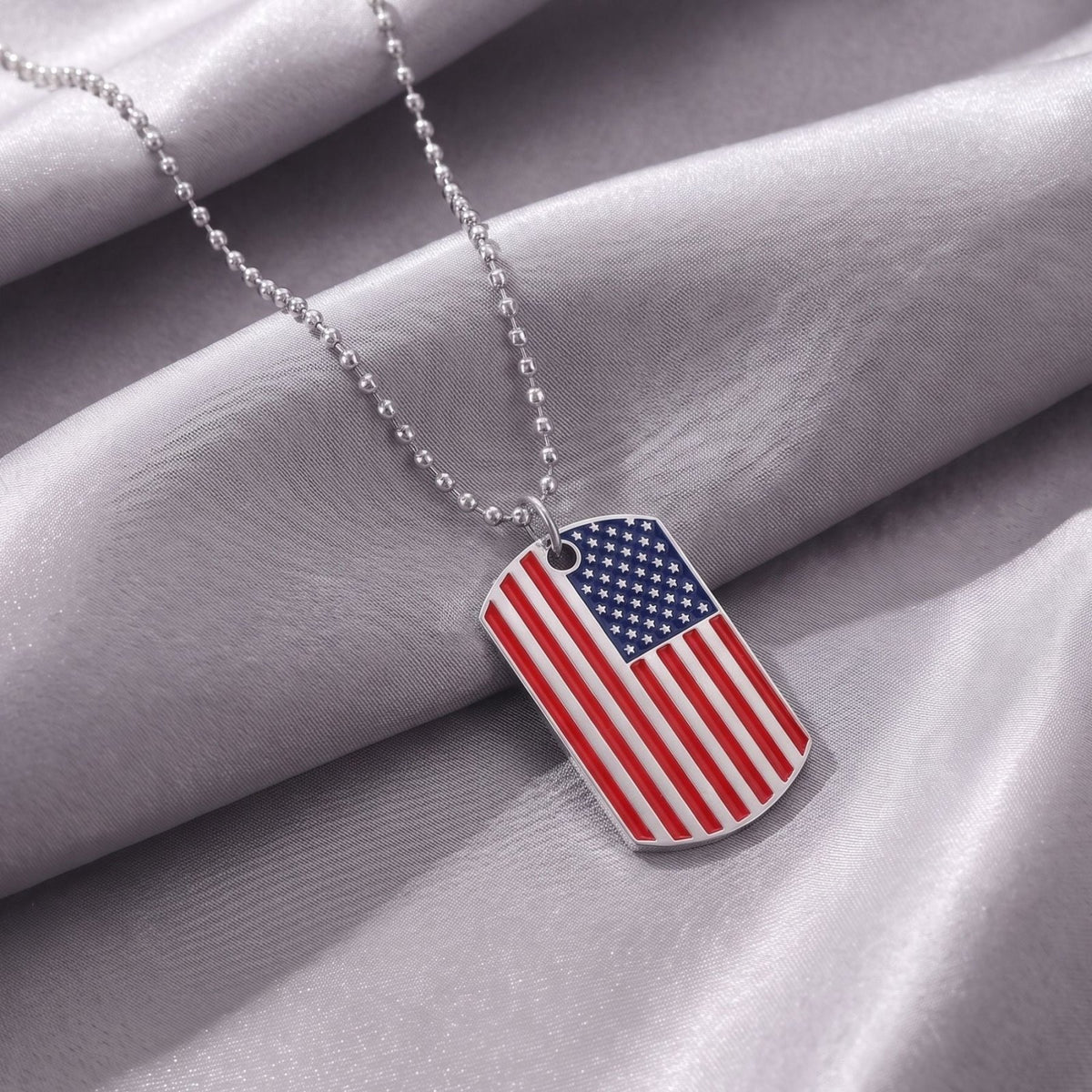 Collier plaque militaire drapeau américain pour homme, en acier inoxydable, pendentif dog tag avec drapeau USA