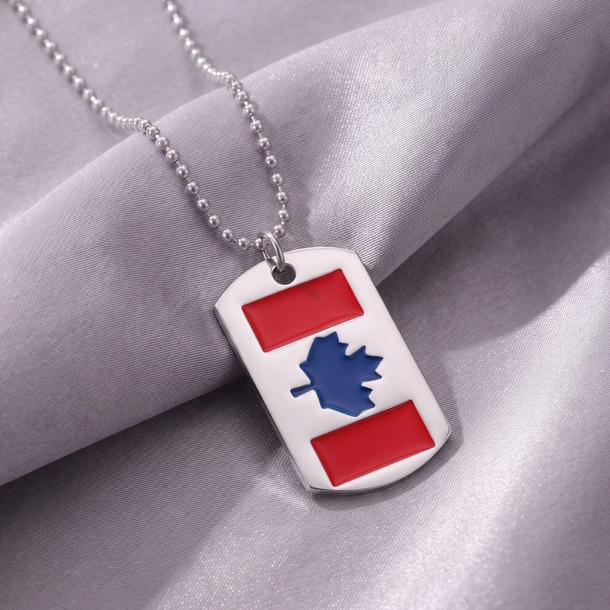 Collier plaque militaire drapeau canadien pour homme, en acier inoxydable, pendentif dog tag avec drapeau du Canada