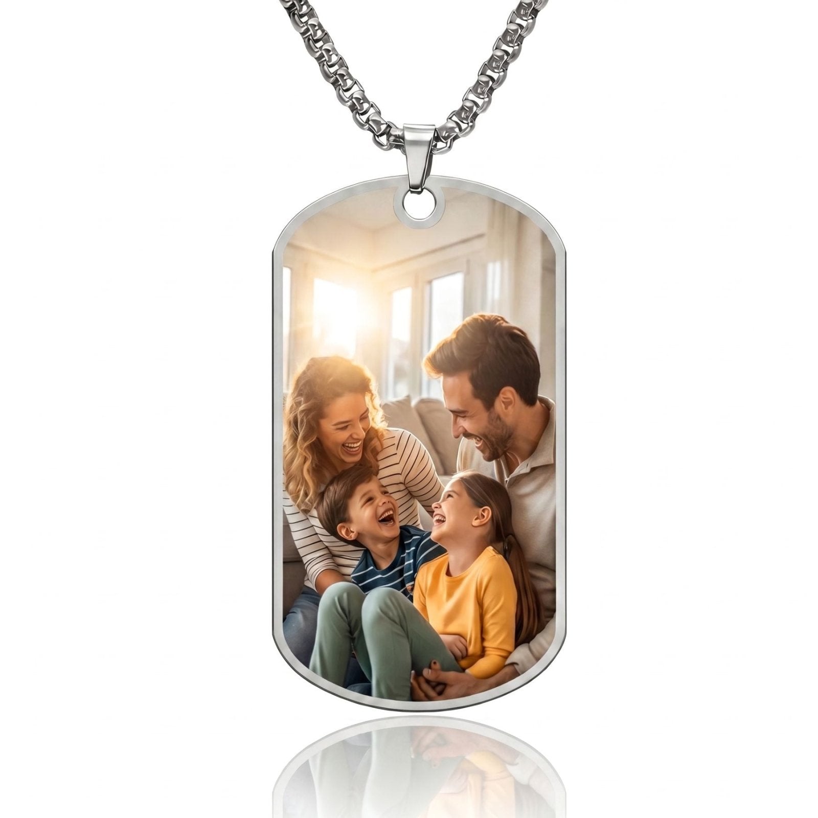 Collier plaque militaire pour homme, impression photo couleur personnalisable, en acier inoxydable