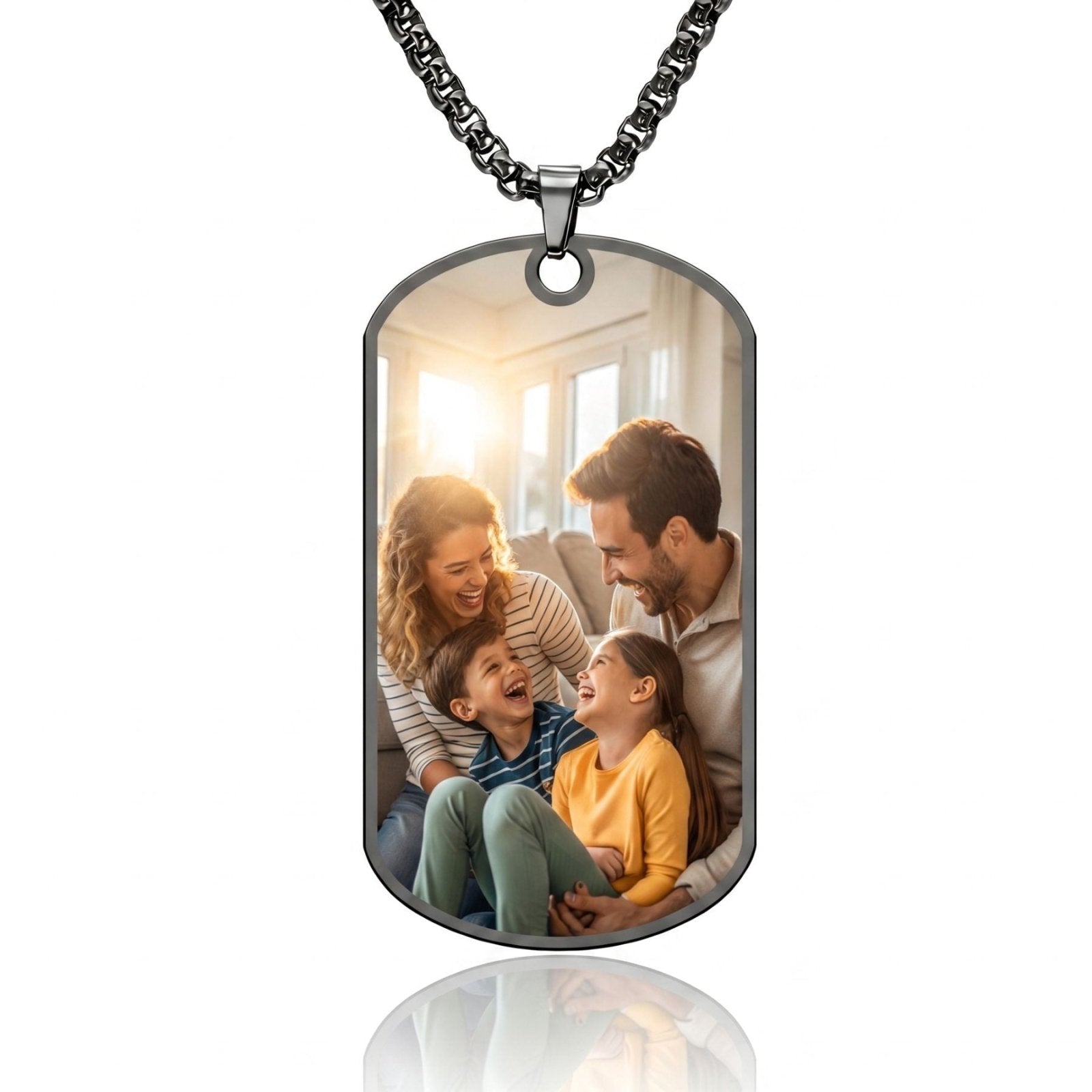 Collier plaque militaire pour homme, impression photo couleur personnalisable, en acier inoxydable