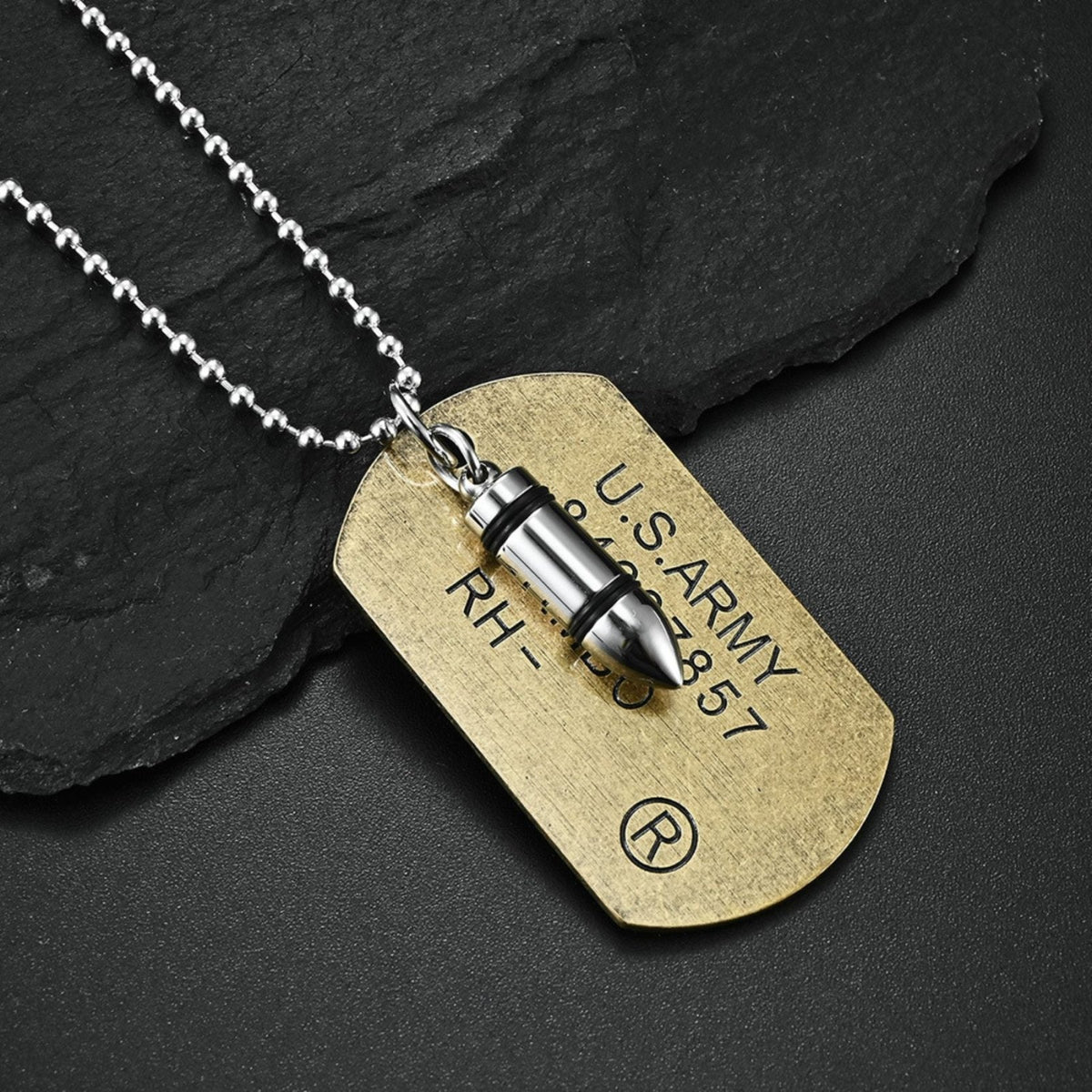 Collier plaque militaire U.S. ARMY pour homme, en acier titane, pendentif cartouche et inscription américaine, chaîne à billes