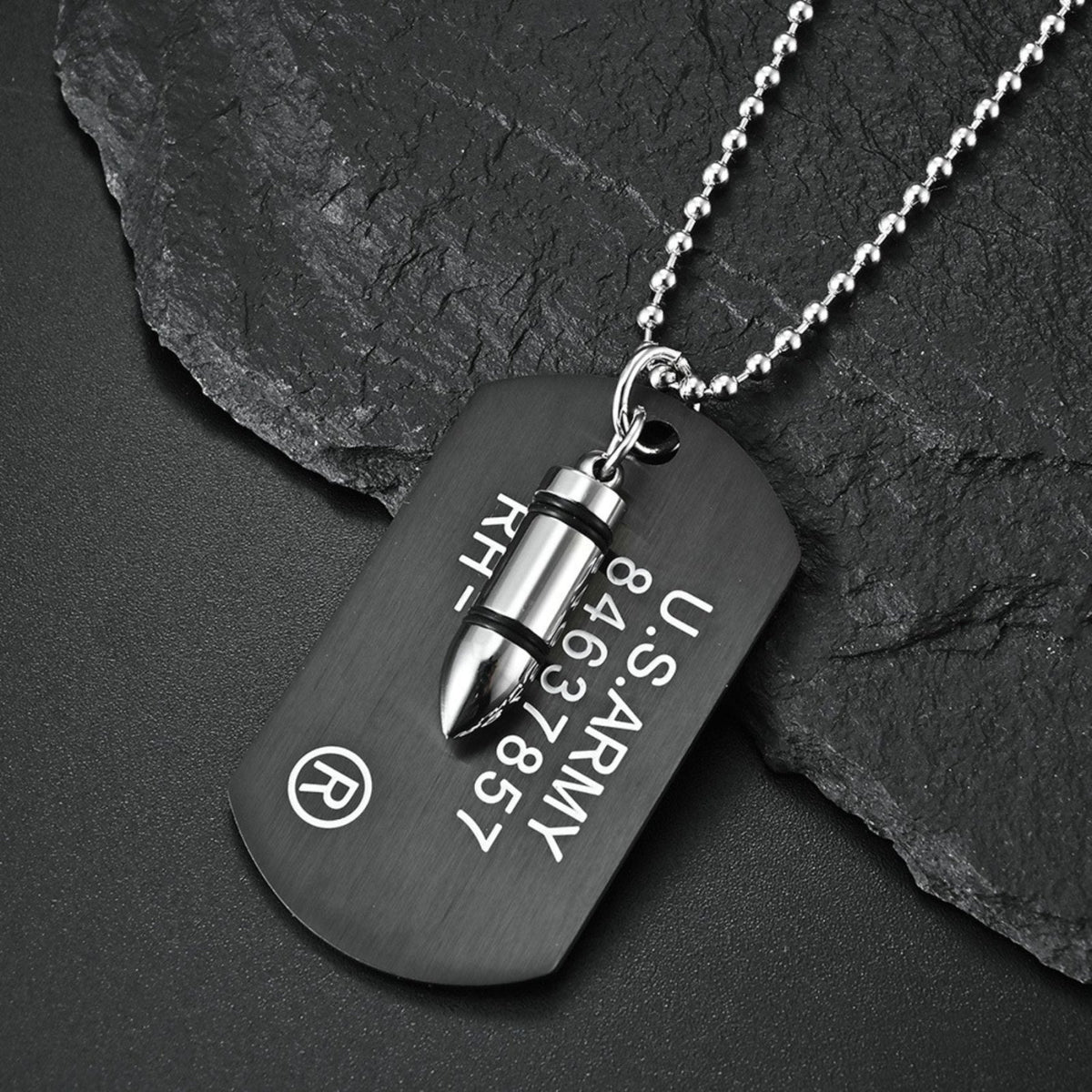 Collier plaque militaire U.S. ARMY pour homme, en acier titane, pendentif cartouche et inscription américaine, chaîne à billes
