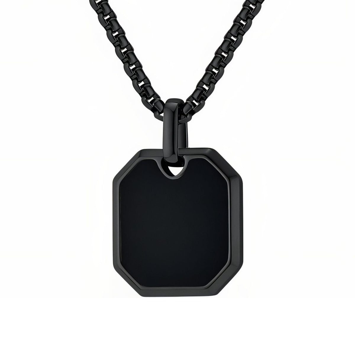 Collier plaque octogonale pour homme, en acier inoxydable, pendentif géométrique au design minimaliste