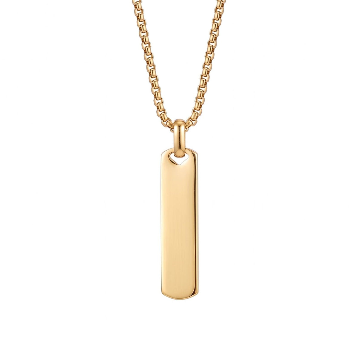 Collier plaque rectangulaire lisse pour homme, en acier inoxydable, style minimaliste