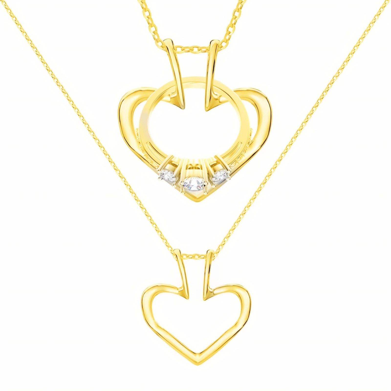 Collier porte bague pour femme, avec pendentif cœur, en acier inoxydable