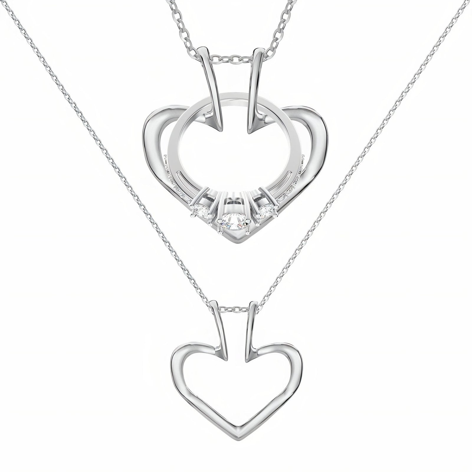 Collier porte bague pour femme, avec pendentif cœur, en acier inoxydable