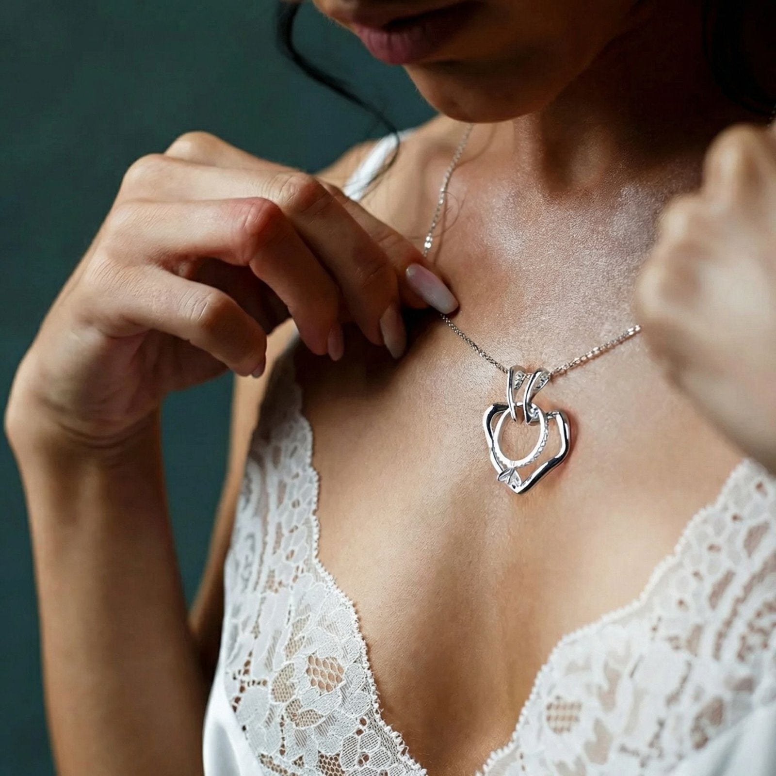 Collier porte bague pour femme, avec pendentif cœur, en acier inoxydable