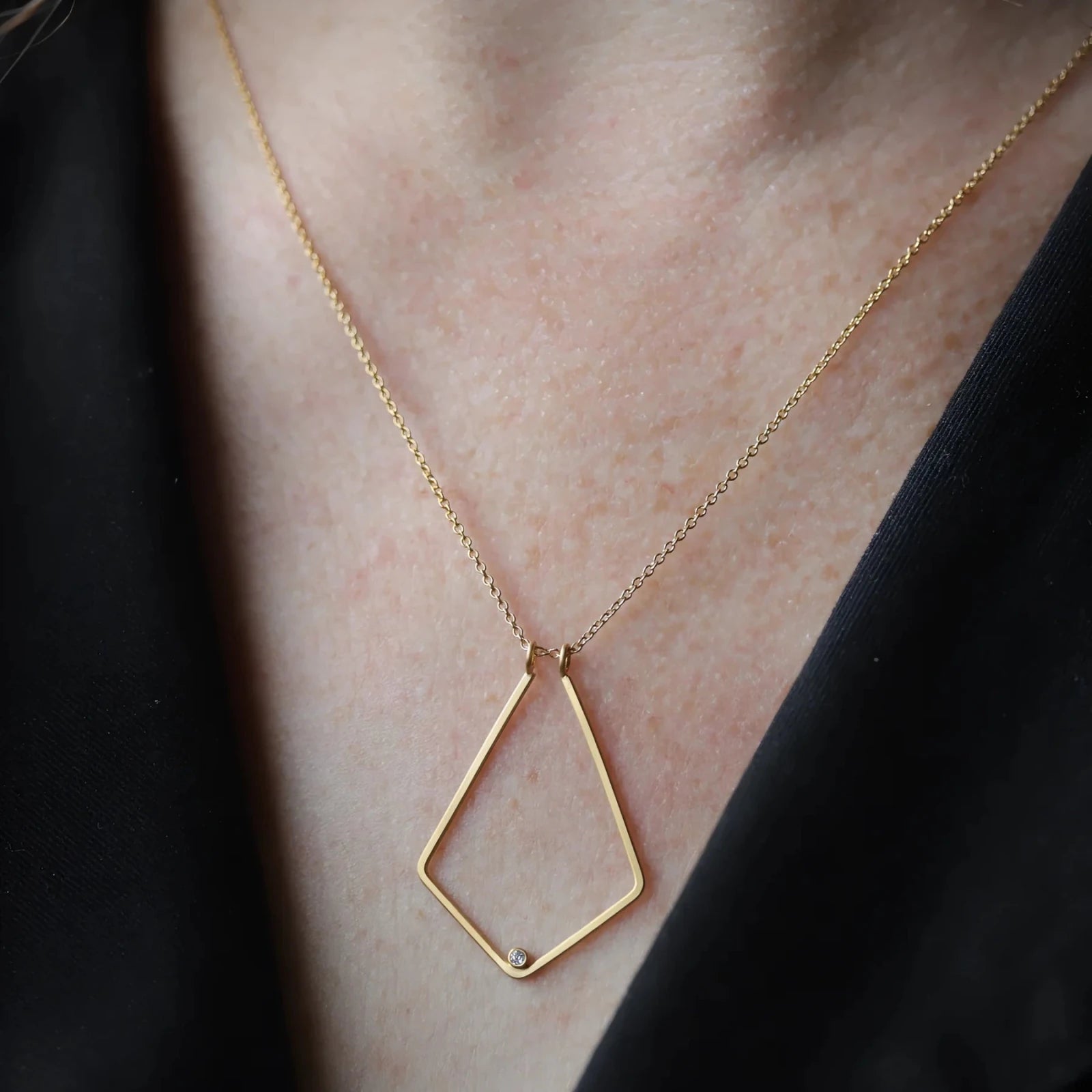 Collier porte bague pour femme, avec pendentif géométrique, en acier inoxydable