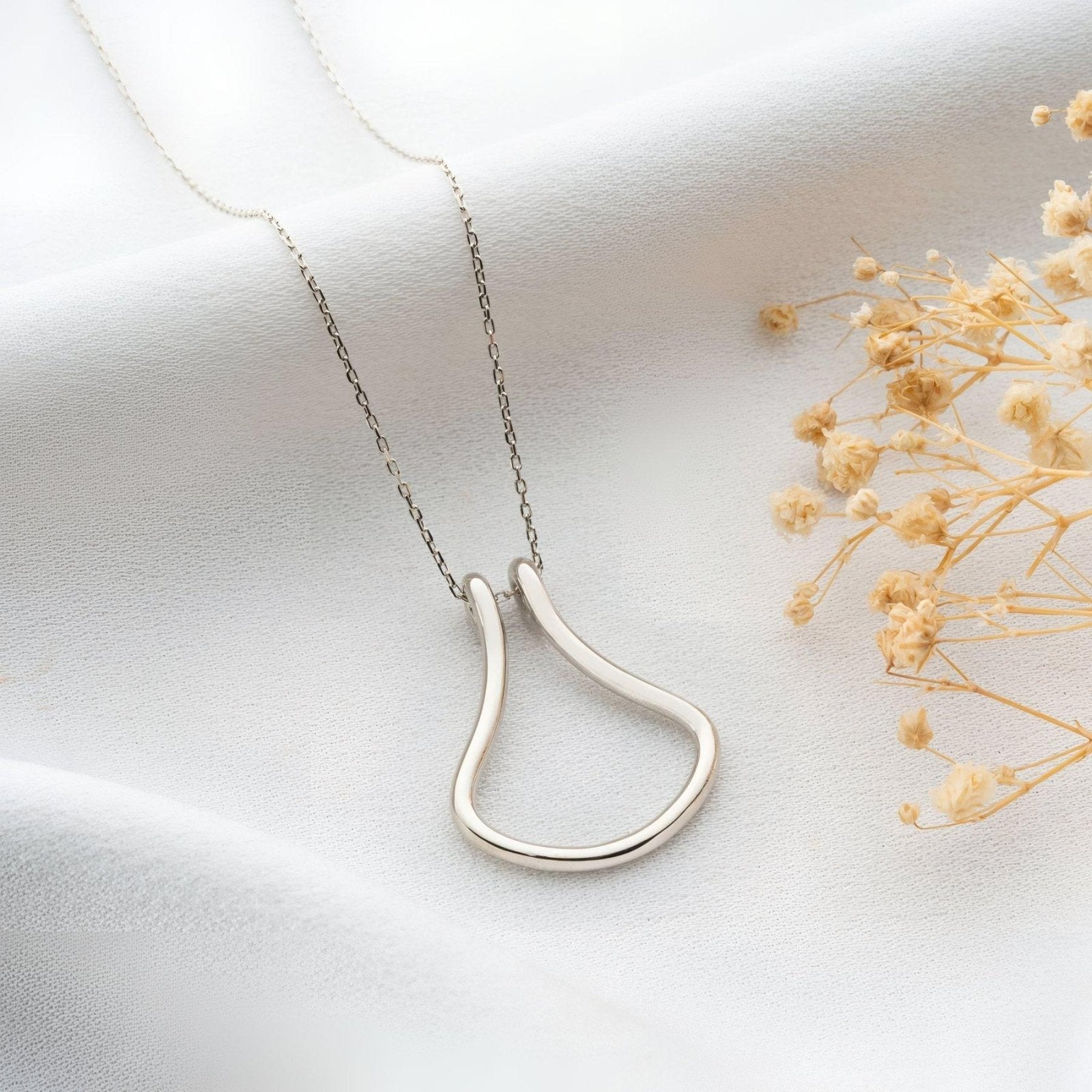 Collier porte bague pour femme, avec pendentif géométrique en fer à cheval, en acier inoxydable