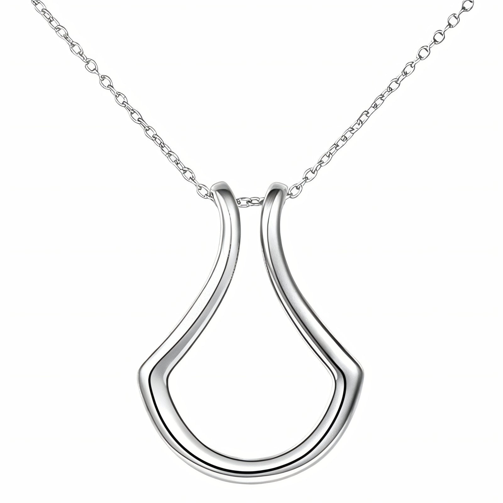 Collier porte bague pour femme, avec pendentif géométrique en fer à cheval, en acier inoxydable