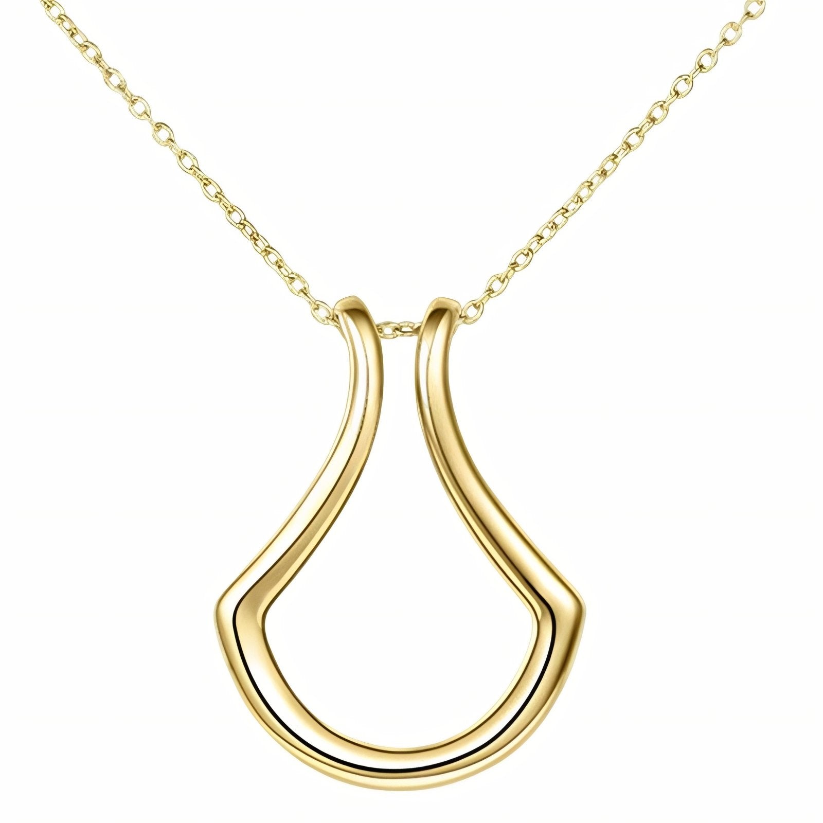 Collier porte bague pour femme, avec pendentif géométrique en fer à cheval, en acier inoxydable
