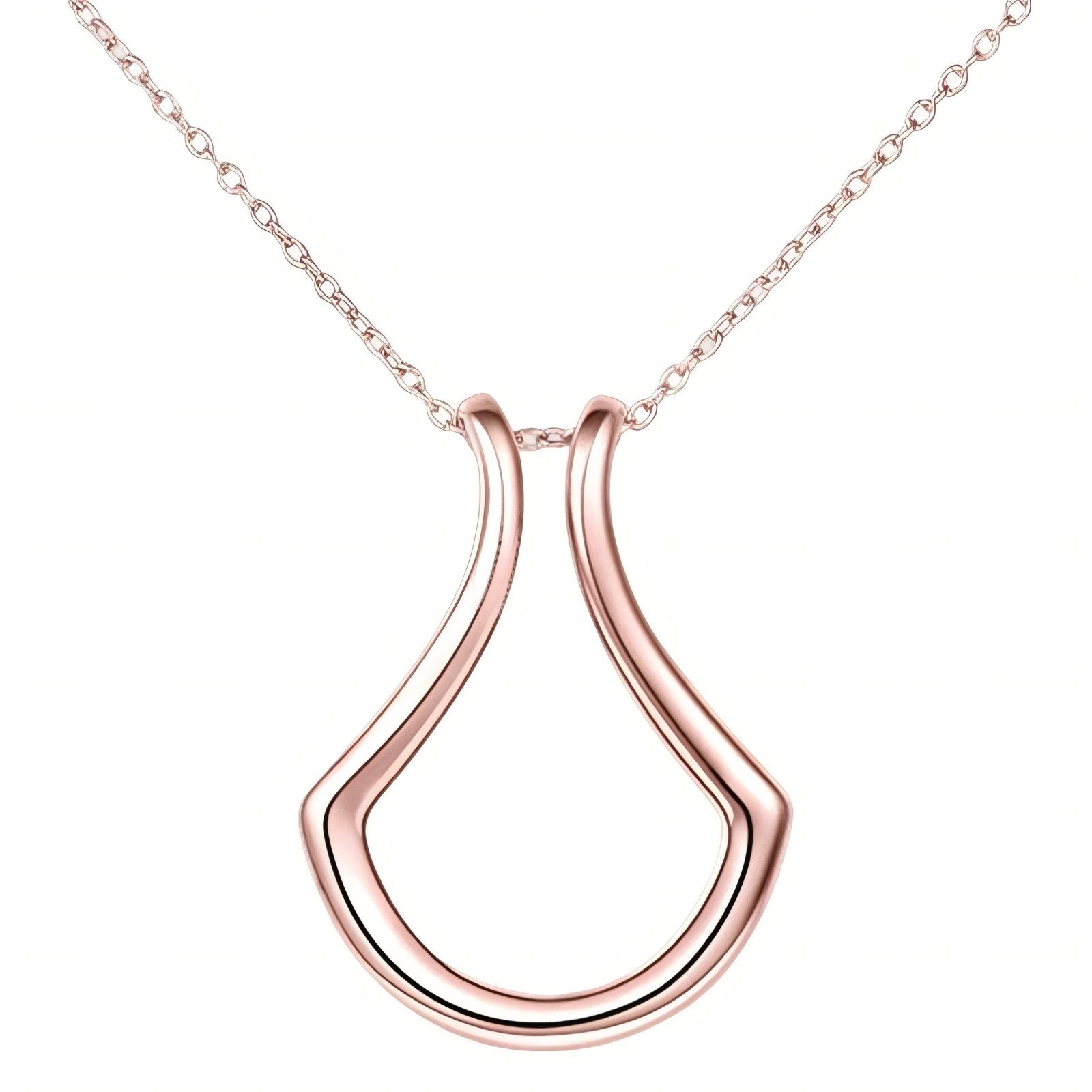 Collier porte bague pour femme, avec pendentif géométrique en fer à cheval, en acier inoxydable