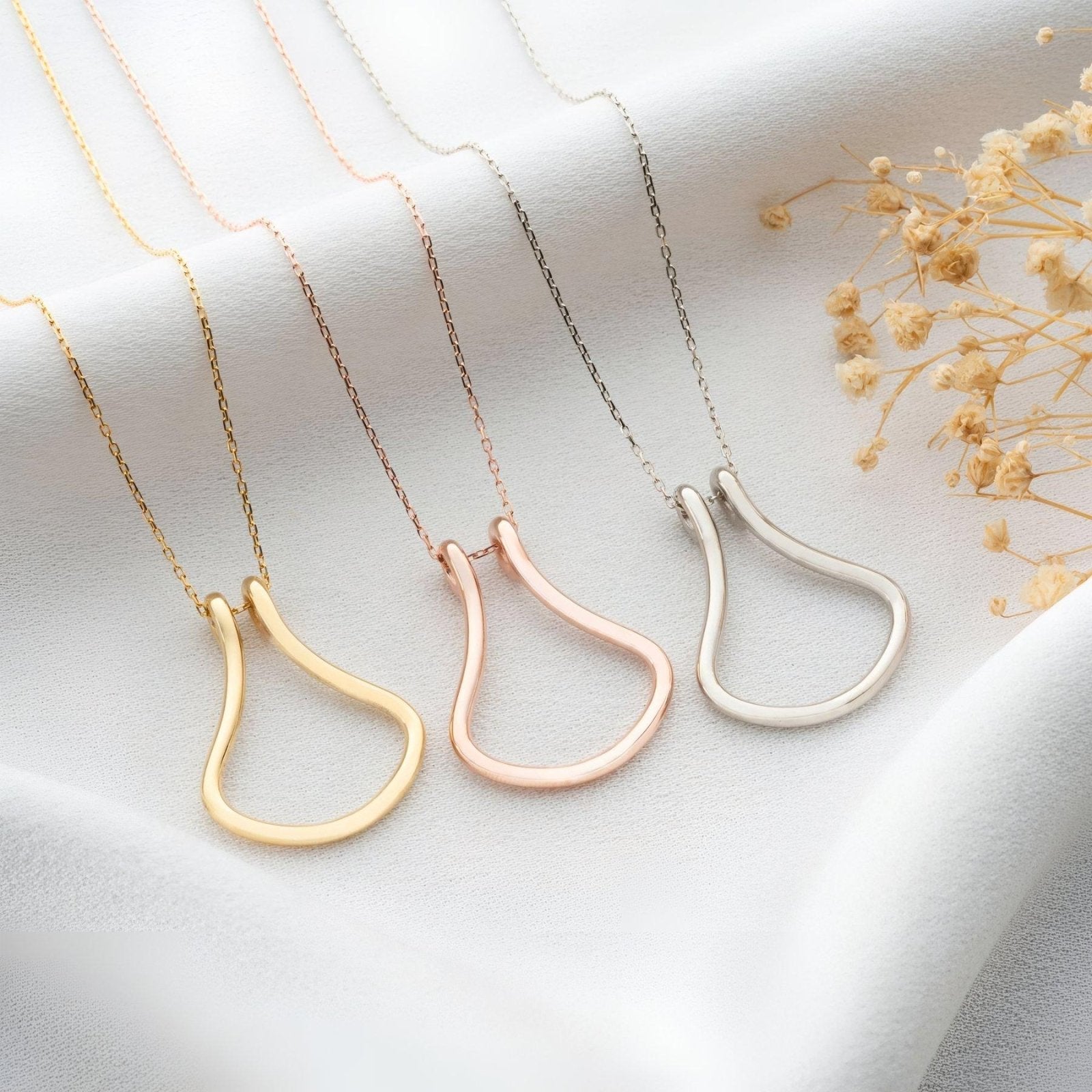 Collier porte bague pour femme, avec pendentif géométrique en fer à cheval, en acier inoxydable