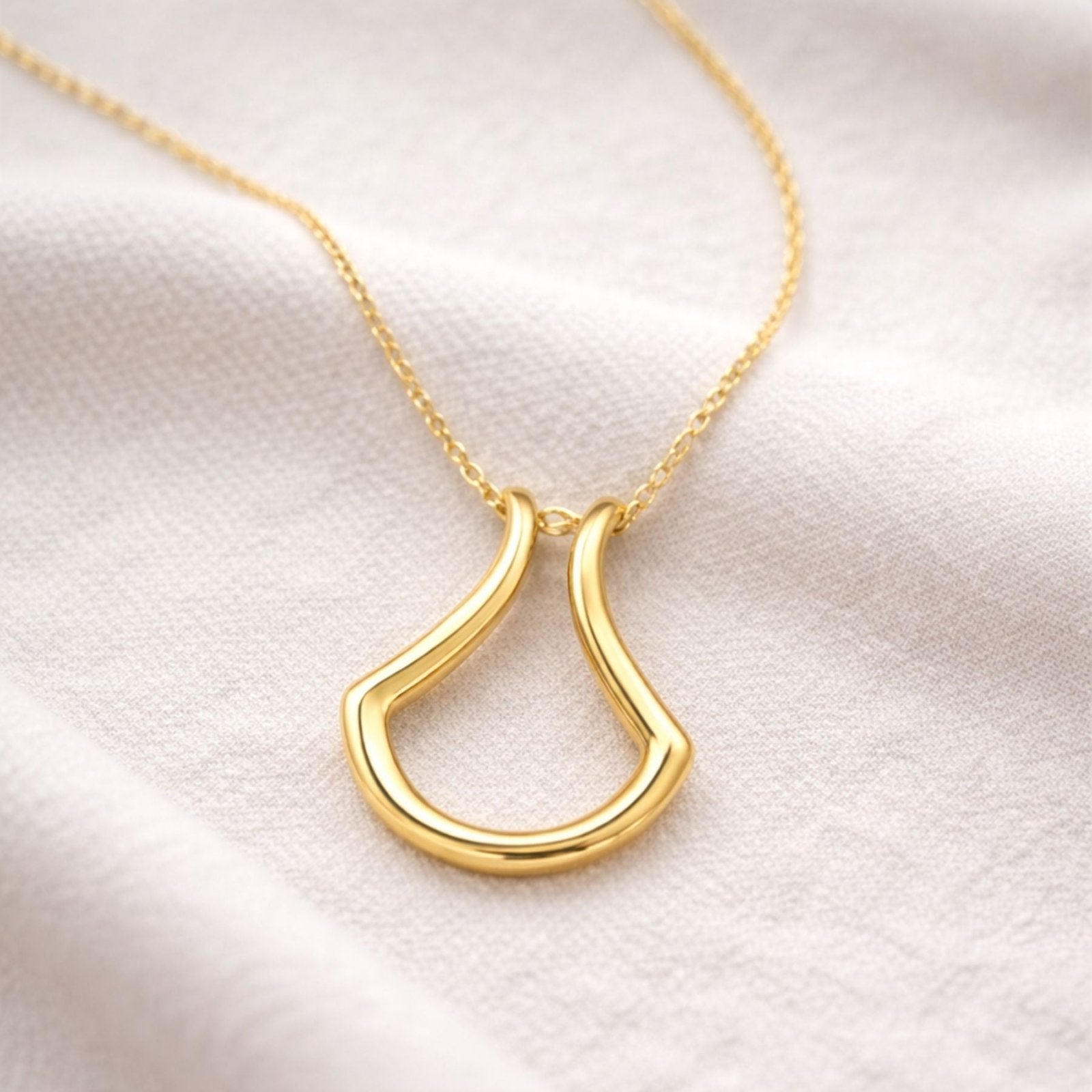 Collier porte bague pour femme, avec pendentif géométrique en fer à cheval, en acier inoxydable