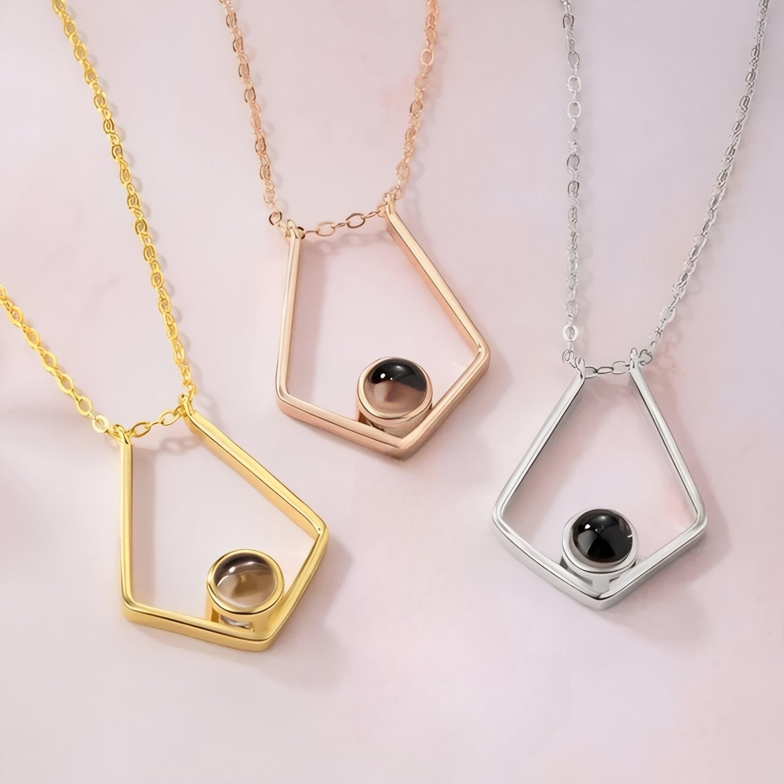 Collier porte bague pour femme, avec pendentif personnalisable avec photo projetée, en acier inoxydable