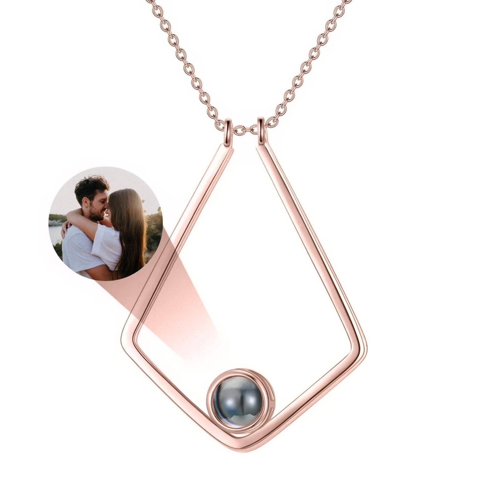Collier porte bague pour femme, avec pendentif personnalisable avec photo projetée, en acier inoxydable