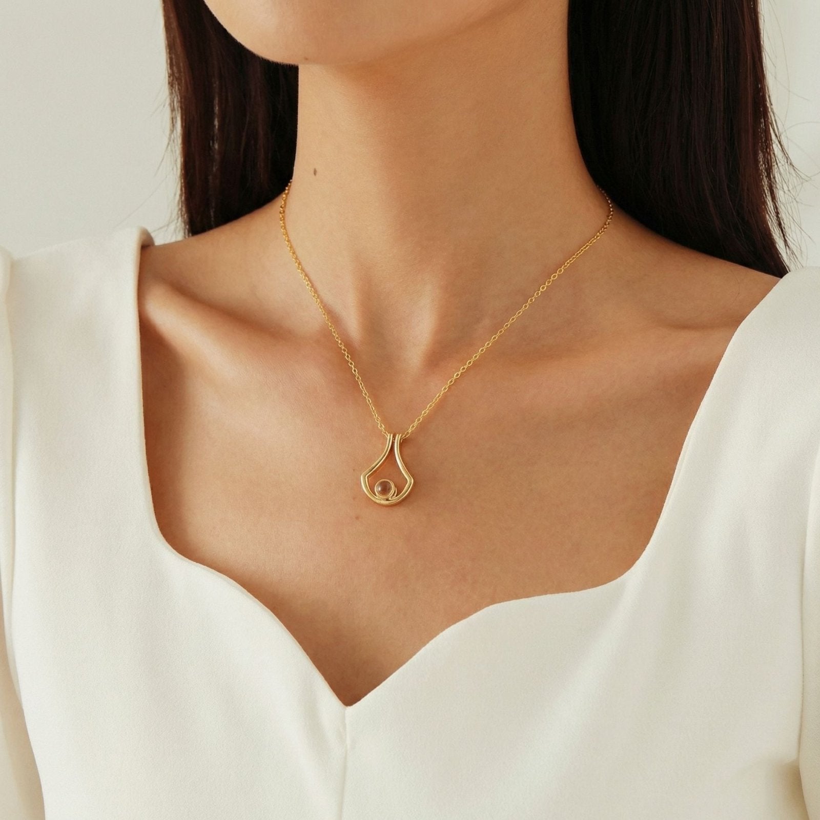 Collier porte bague pour femme, avec pendentif personnalisable avec projection photo, en acier inoxydable