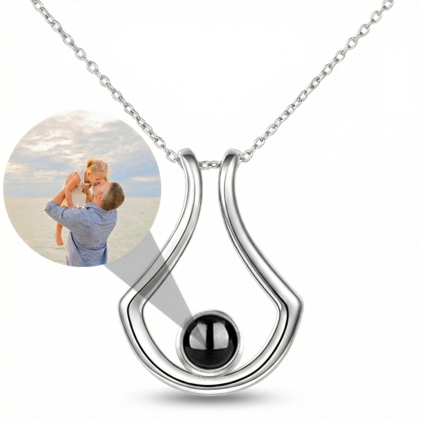 Collier porte bague pour femme, avec pendentif personnalisable avec projection photo, en acier inoxydable