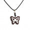 Collier pour femme en bois de santal, avec pendentif papillon incrusté d'argent, cordon ajustable