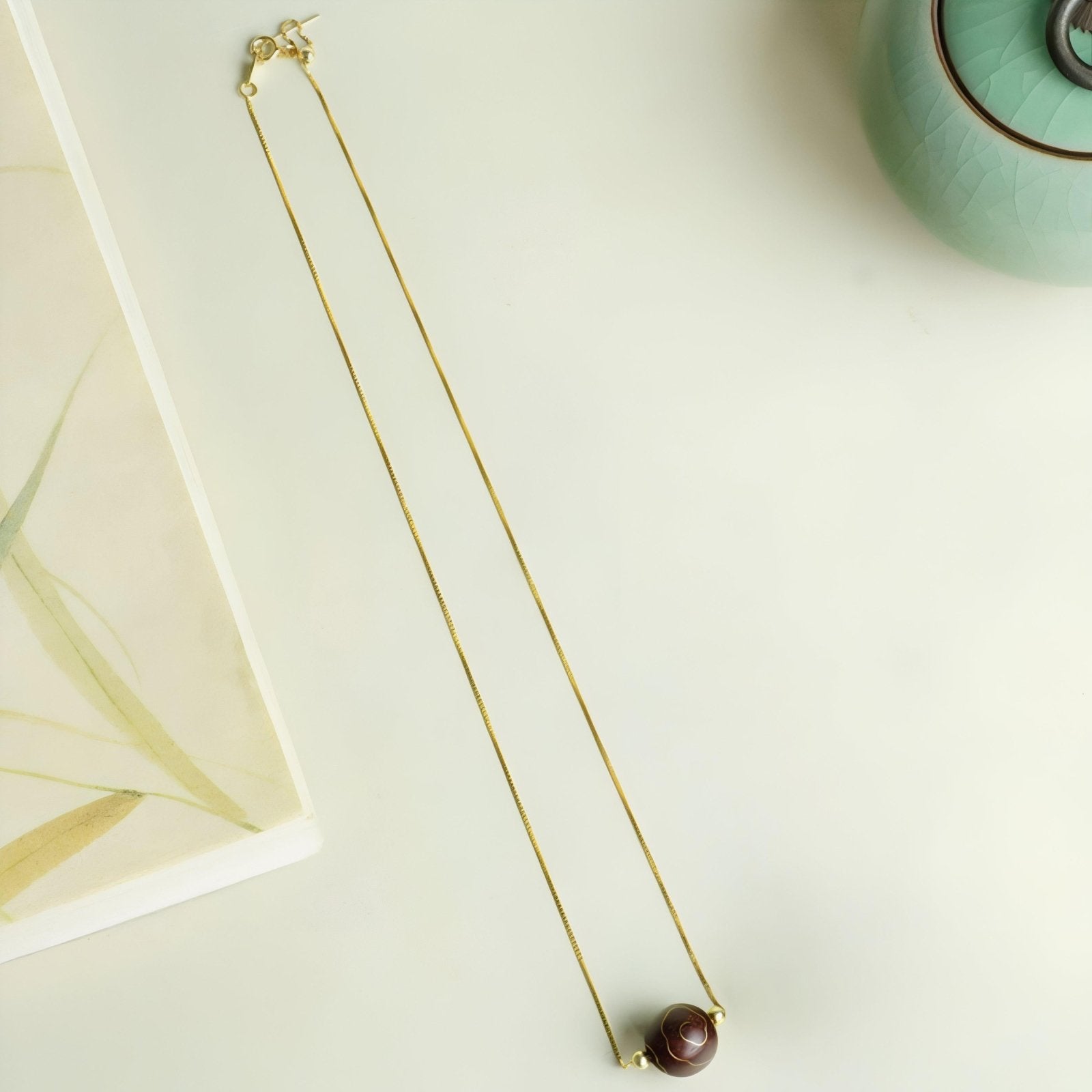 Collier pour femme en palissandre indien incrusté d'or, pendentif nuages porte - bonheur, chaîne en argent 925