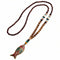 Collier pour femme en perles de bois, avec pendentif poisson orné d'alliage métallique, style artisanale