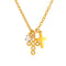 Collier pour femme pendentif croix double, style délicat et élégant, en acier inoxydable et zircons blancs