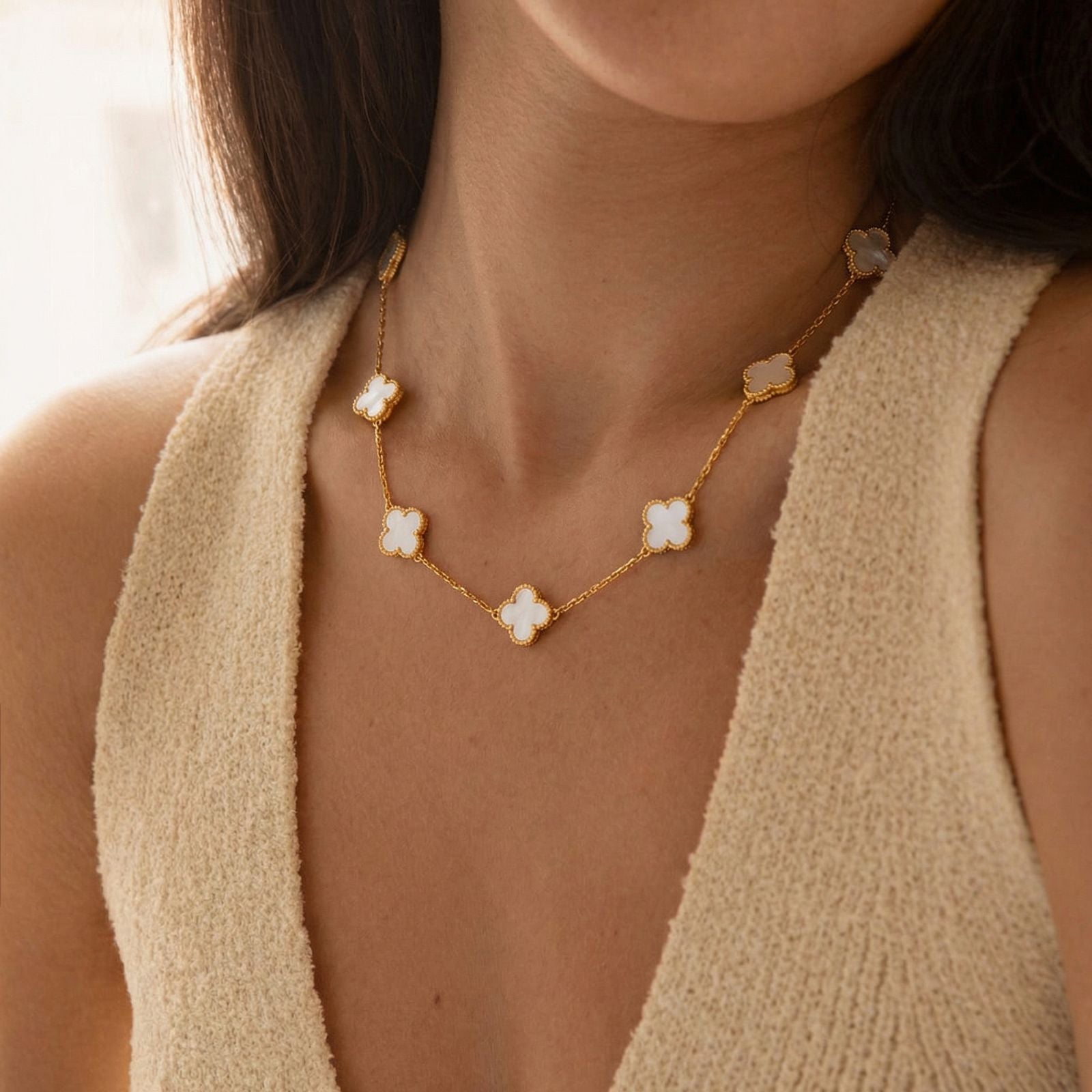 Collier pour femme, pendentifs à trèfles, émail coloré, taille réglable, chic et intemporel