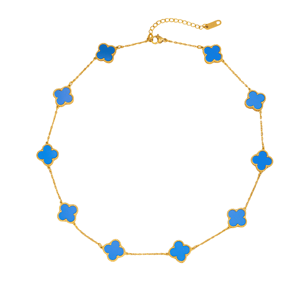 Collier pour femme, pendentifs à trèfles, émail coloré, taille réglable, chic et intemporel, modèle Thea