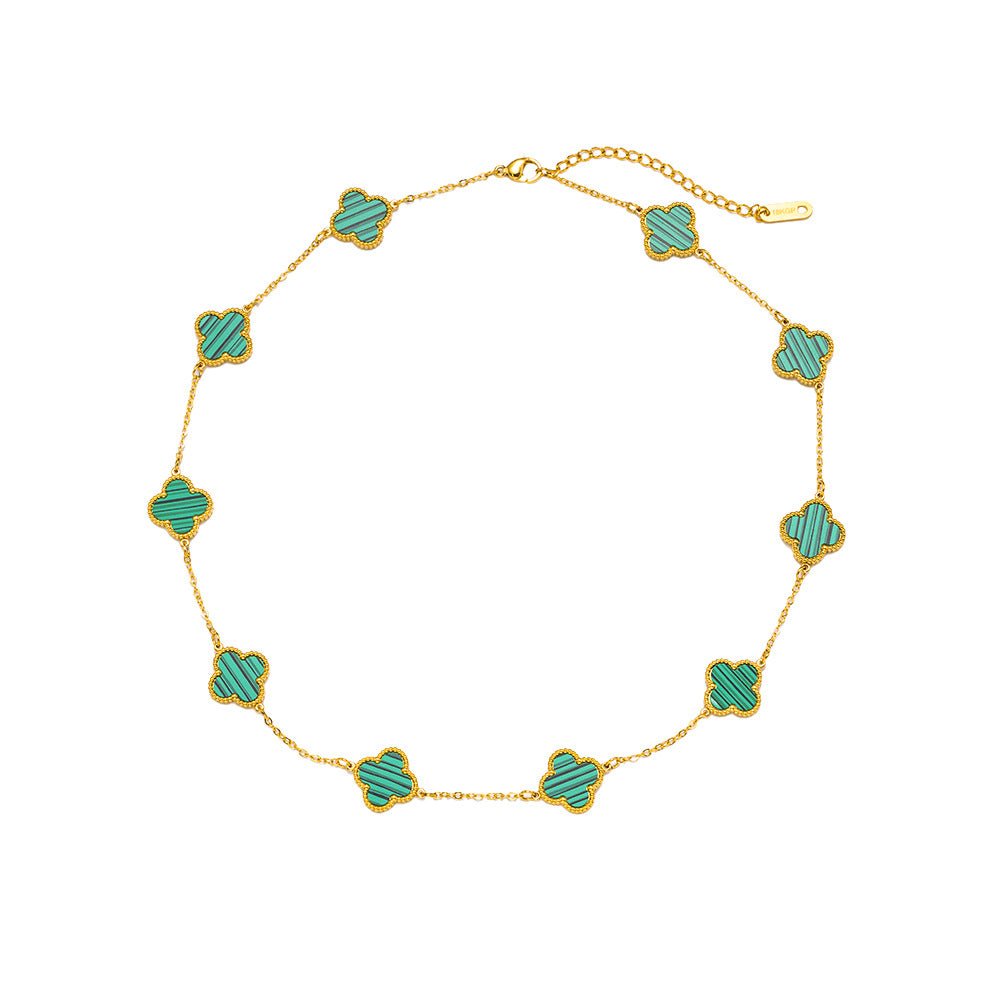 Collier pour femme, pendentifs à trèfles, émail coloré, taille réglable, chic et intemporel, modèle Thea