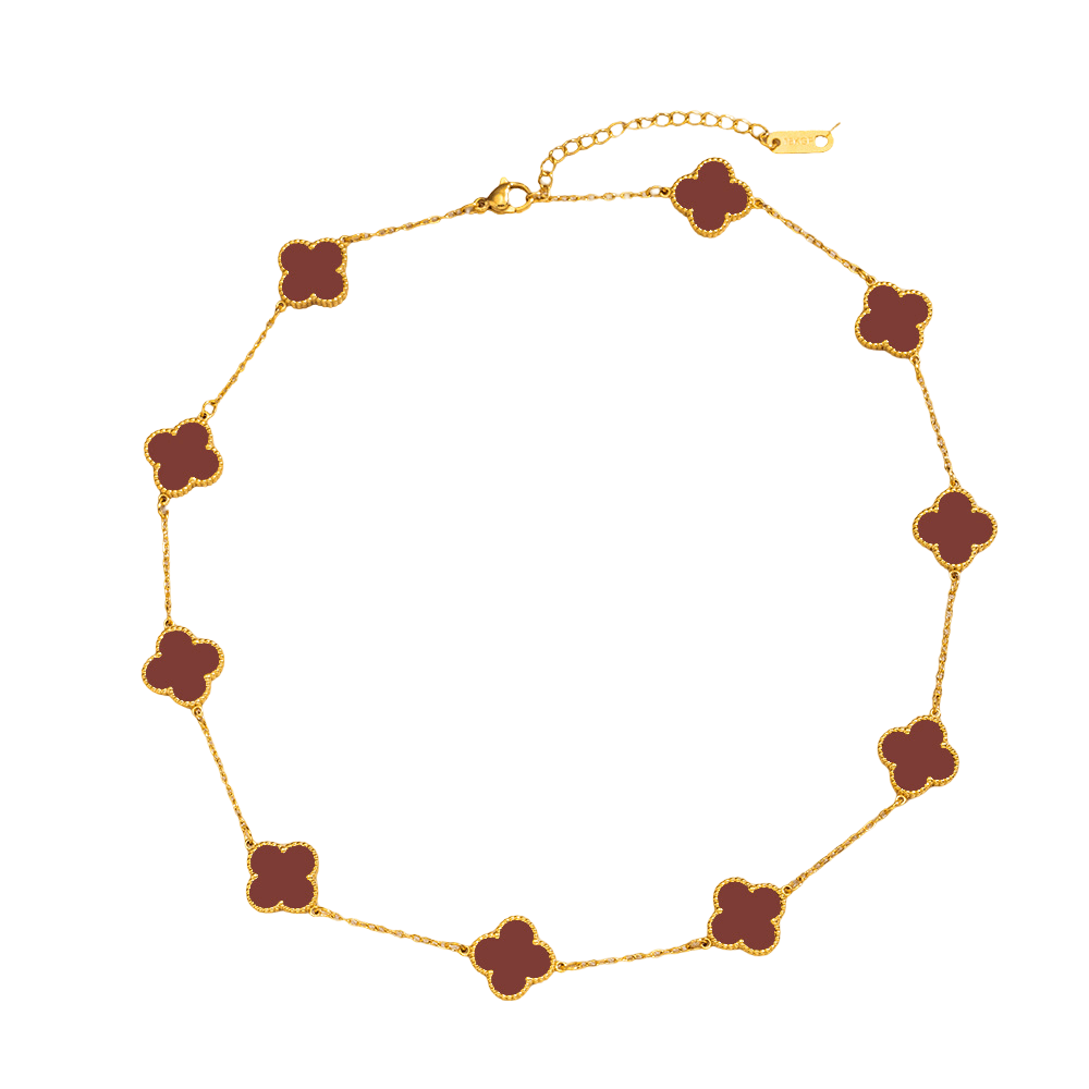 Collier pour femme, pendentifs à trèfles, émail coloré, taille réglable, chic et intemporel, modèle Thea