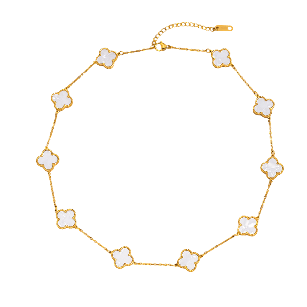 Collier pour femme, pendentifs à trèfles, émail coloré, taille réglable, chic et intemporel, modèle Thea
