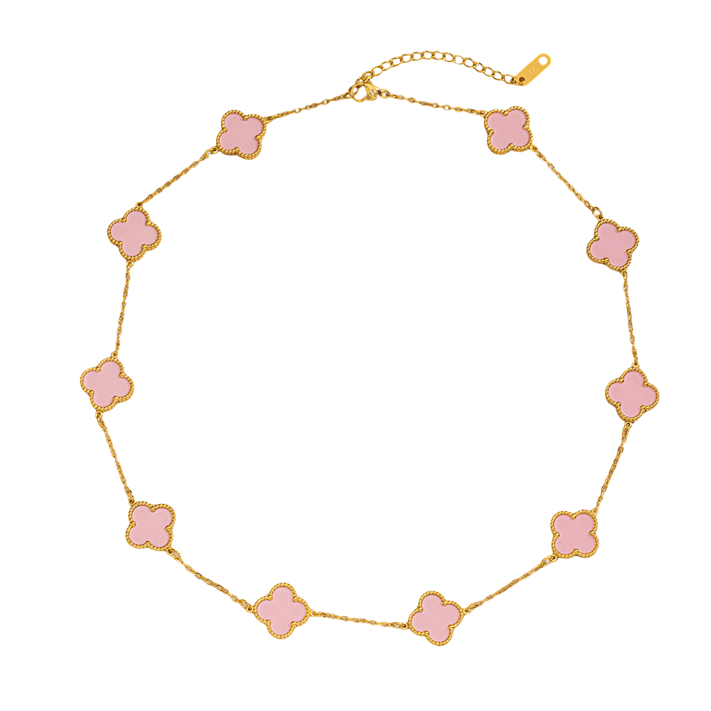 Collier pour femme, pendentifs à trèfles, émail coloré, taille réglable, chic et intemporel, modèle Thea