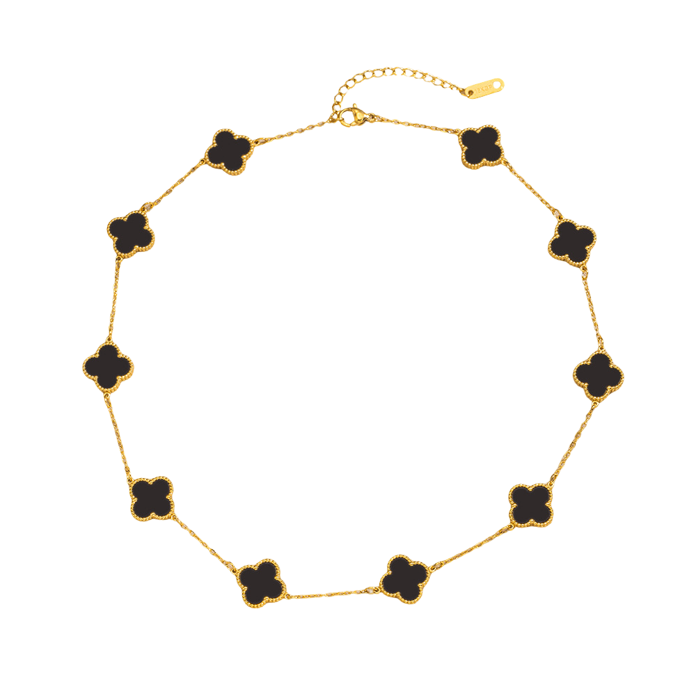 Collier pour femme, pendentifs à trèfles, émail coloré, taille réglable, chic et intemporel, modèle Thea