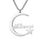 Collier prénom à graver, pendentif lune et étoile en acier inoxydable, modèle Dream