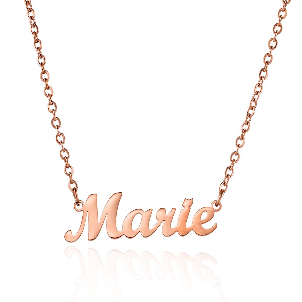 Collier prénom calligraphié, acier inoxydable 18K, modèle Classico