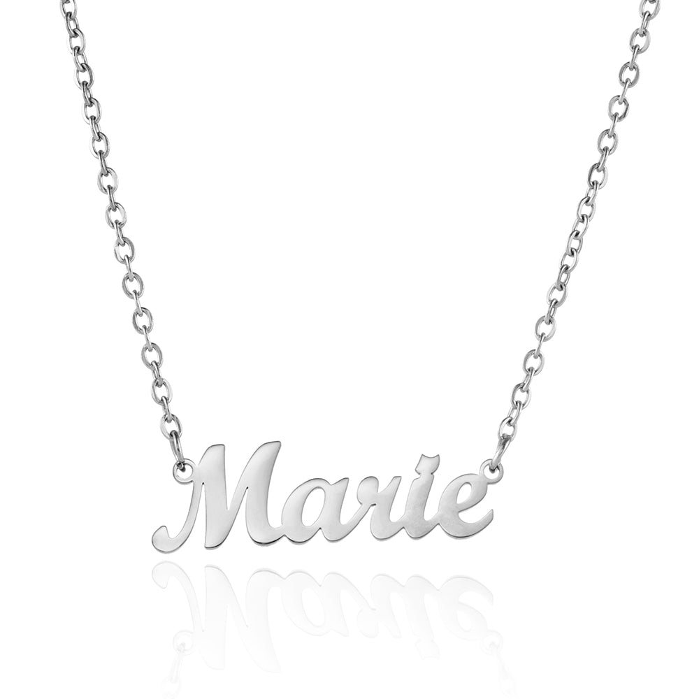 Collier prénom calligraphié, acier inoxydable 18K, modèle Classico