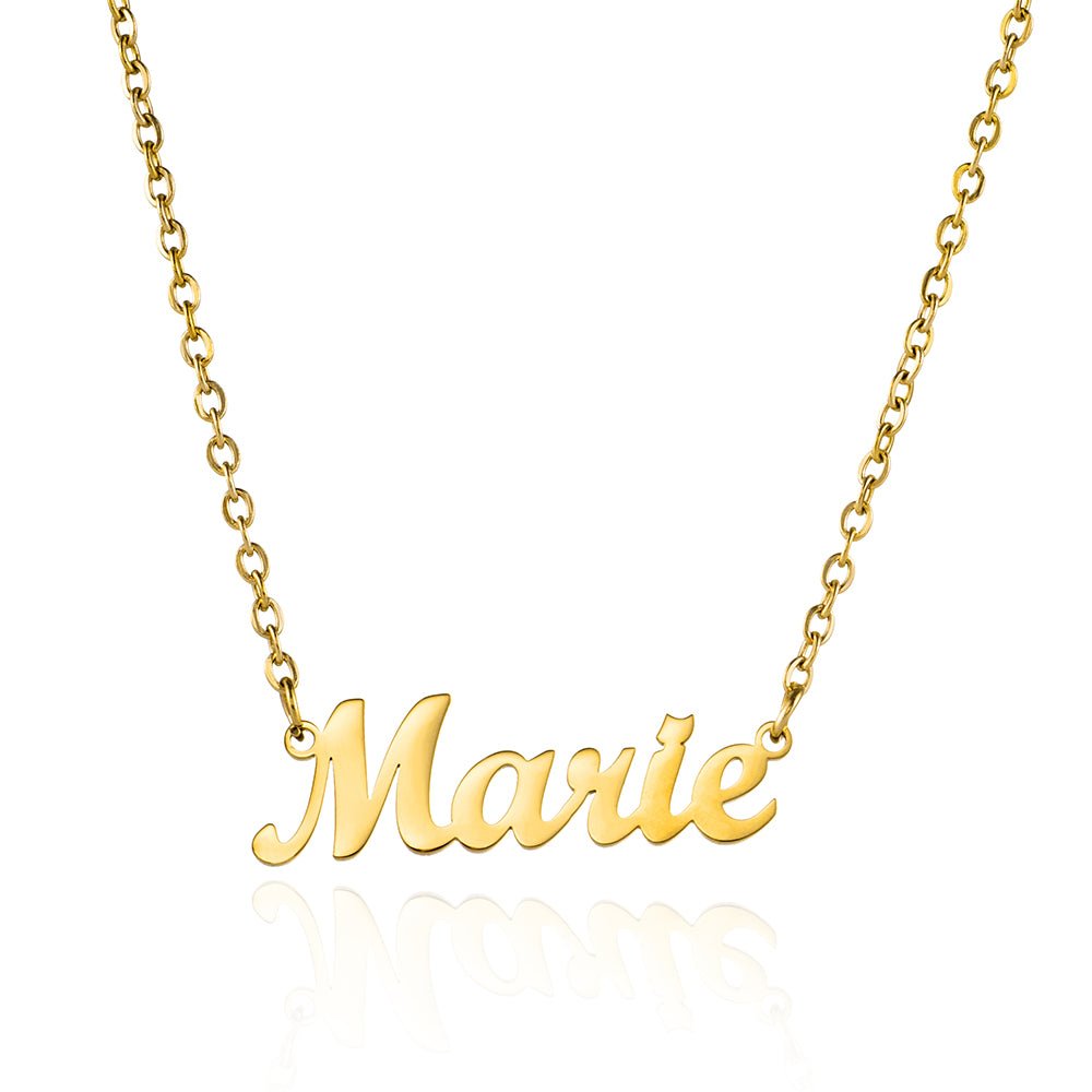Collier prénom calligraphié, acier inoxydable 18K, modèle Classico