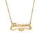 Collier prénom chic avec ornement double vague et cœur, doré ou argenté, modèle Valentina