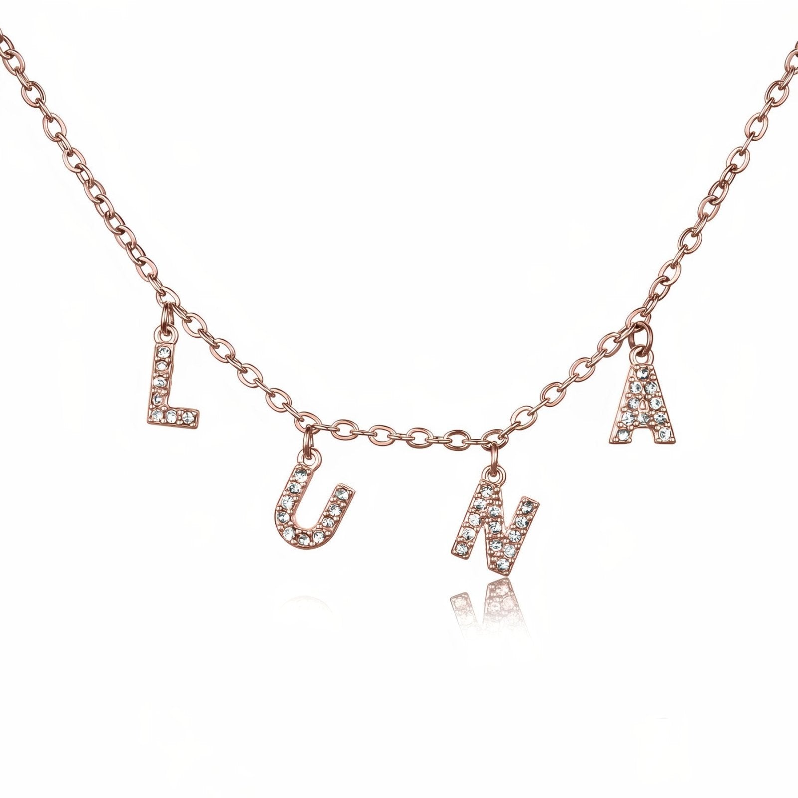 Collier prénom lettres, modèle moderne en acier inoxydable pour femme, modèle Spark