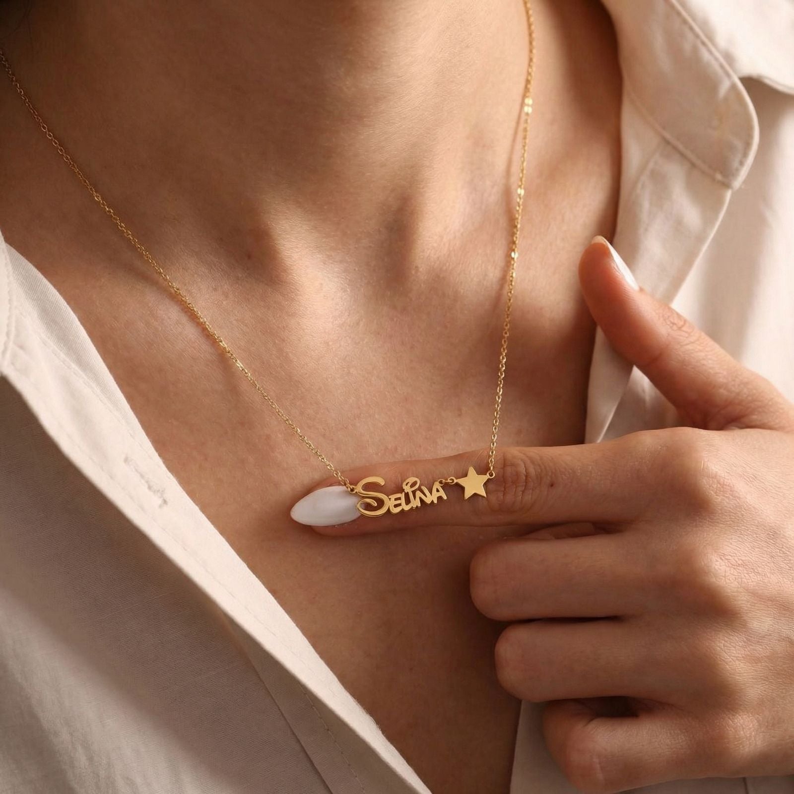 Collier prénom personnalisable, style Disney, en acier inoxydable