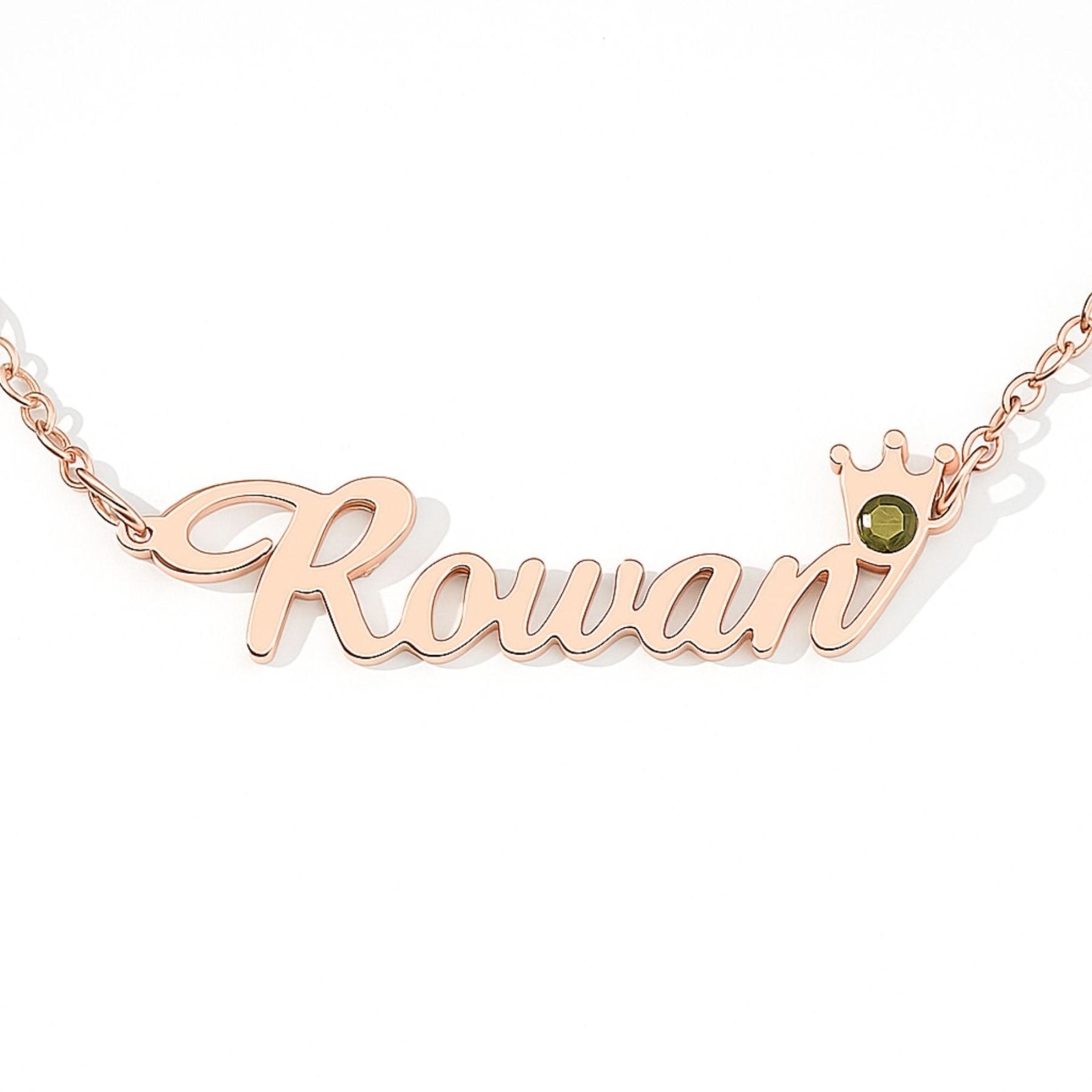 Collier prénom personnalisé avec couronne et pierre de naissance, acier inoxydable, modèle Tiffany