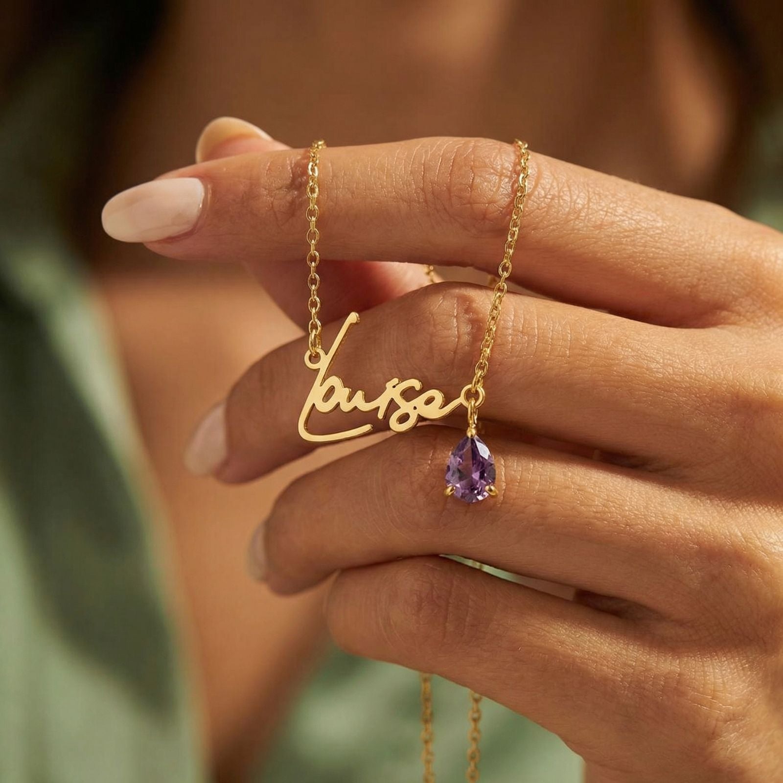 Collier prénom personnalisé avec pierre de naissance