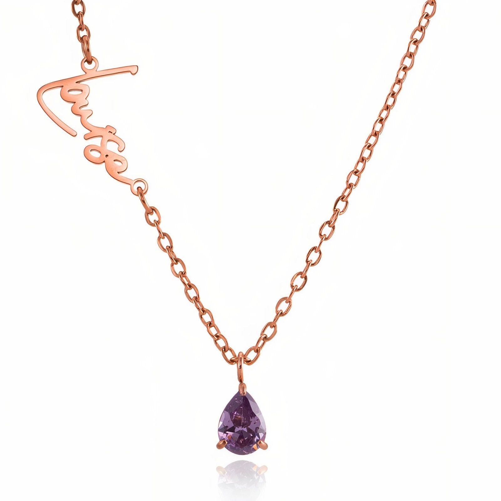 Collier prénom personnalisé avec pierre de naissance, modèle Marquise