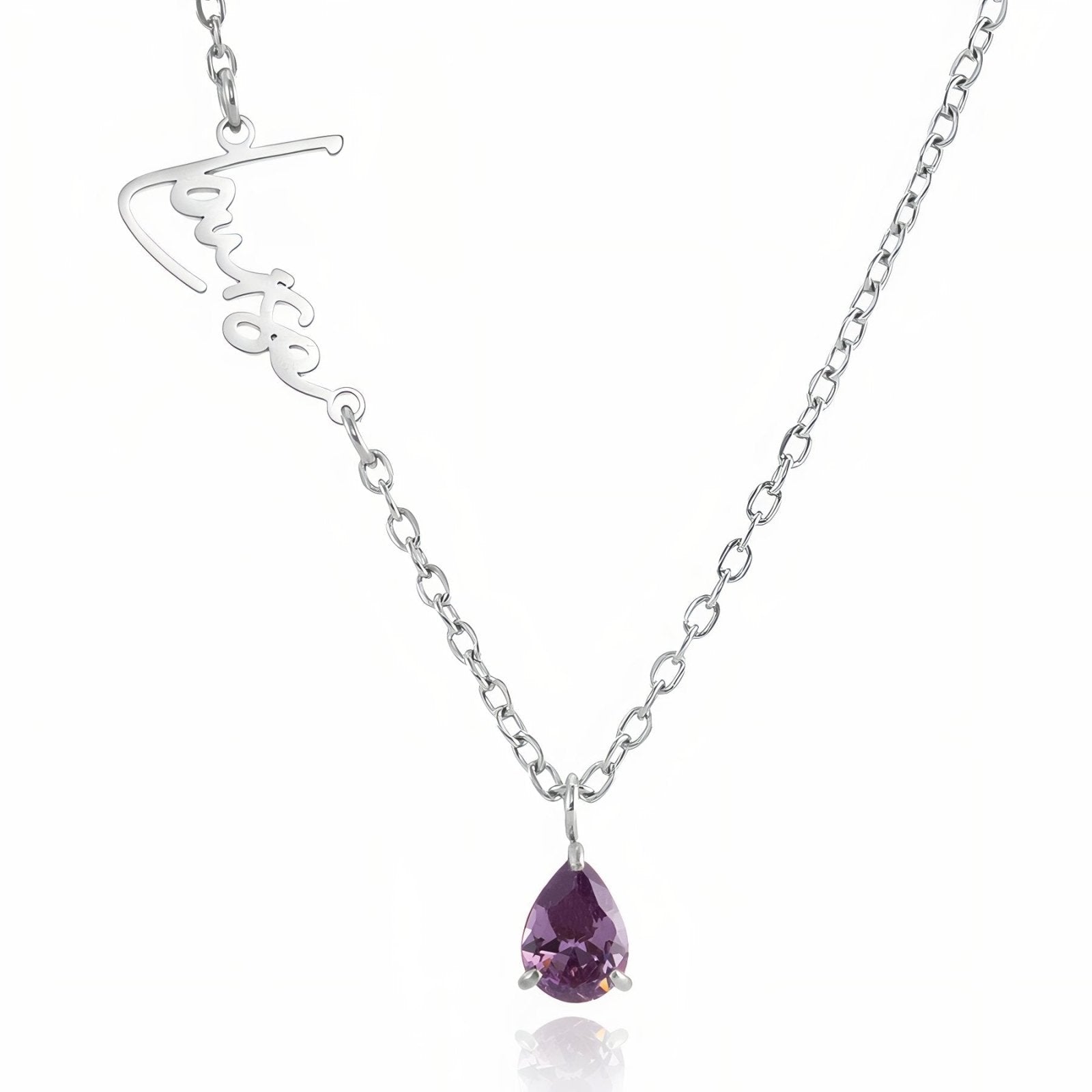 Collier prénom personnalisé avec pierre de naissance, modèle Marquise