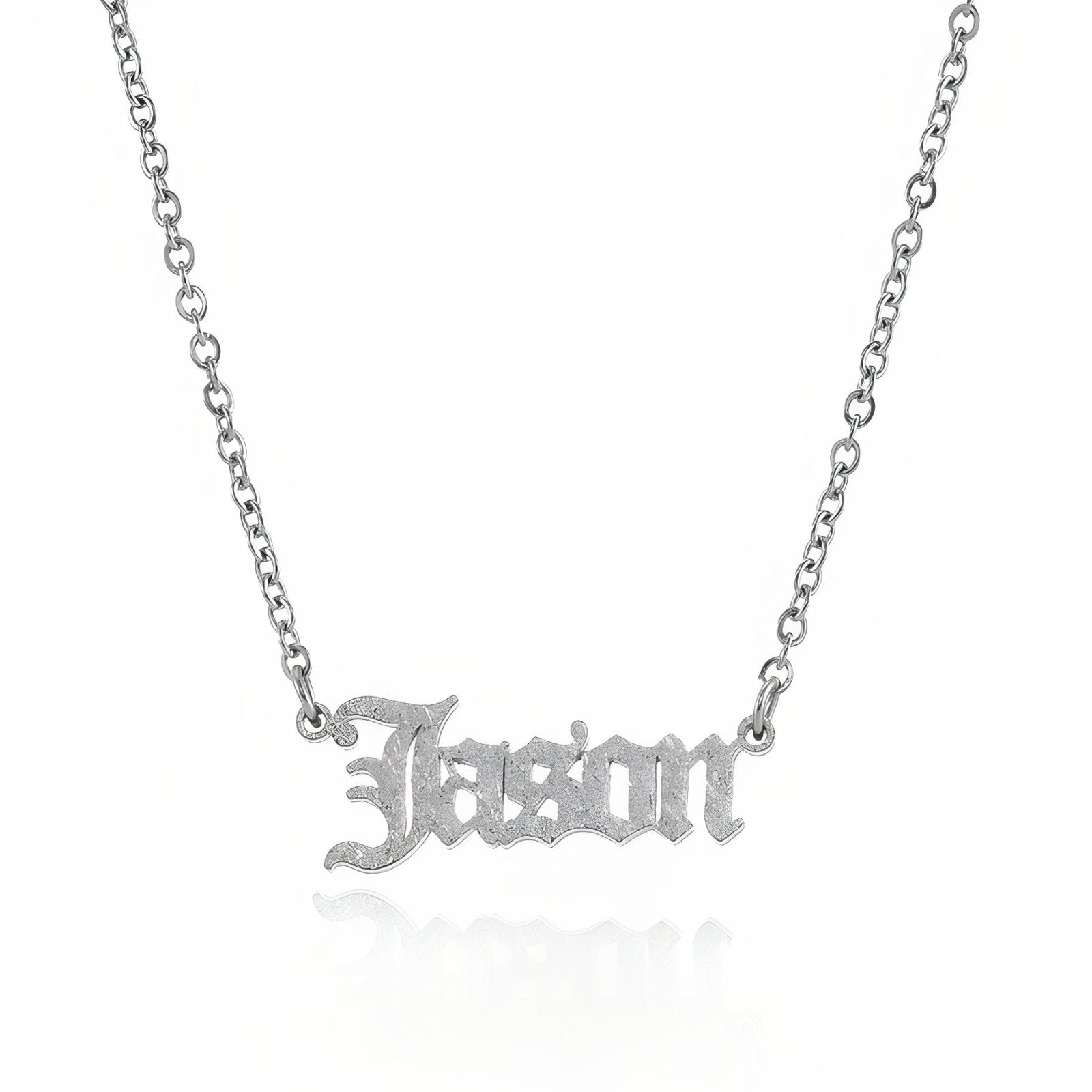 Collier prénom personnalisé effet sablé, en acier inoxydable, style gothique/urbain, modèle Alaric